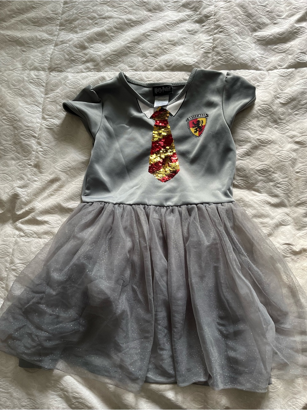 Harry Potter costume Girls' Grey Gryffindor Tie Sequin Dress size 7/8